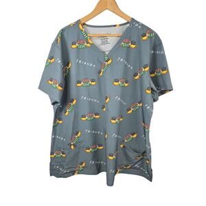 FRIENDS Scrub Top Shirt Size 3XL Plus TV SHOW Central Perk Sitcom Pockets
